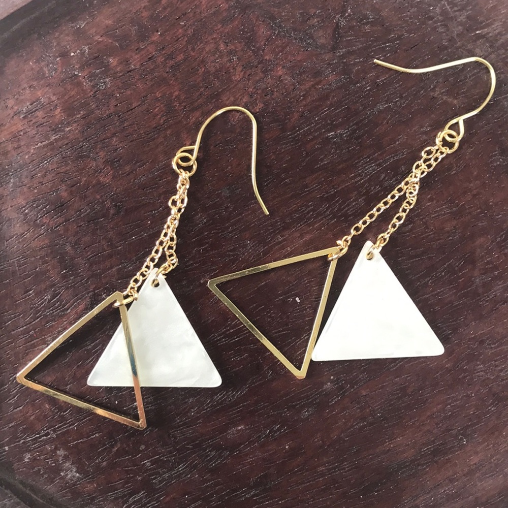 Shell and Gold Pyramid Earrings